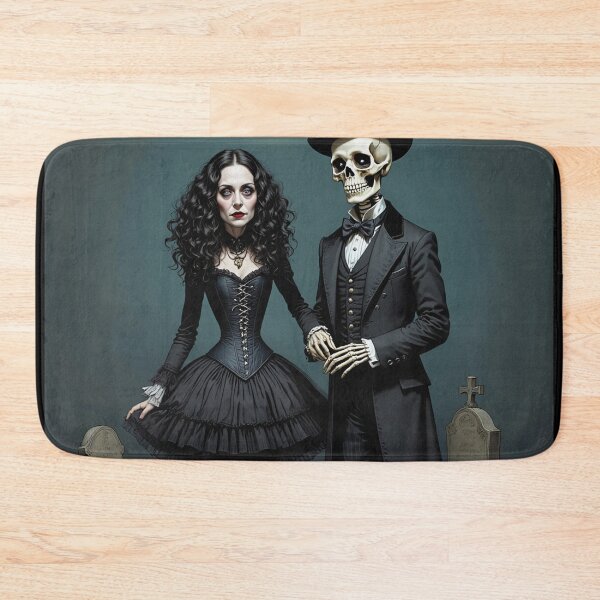Item preview, Fancy dapper Skeleton man and Vampire girl cool horror art designed and sold by Vintage Designs +.