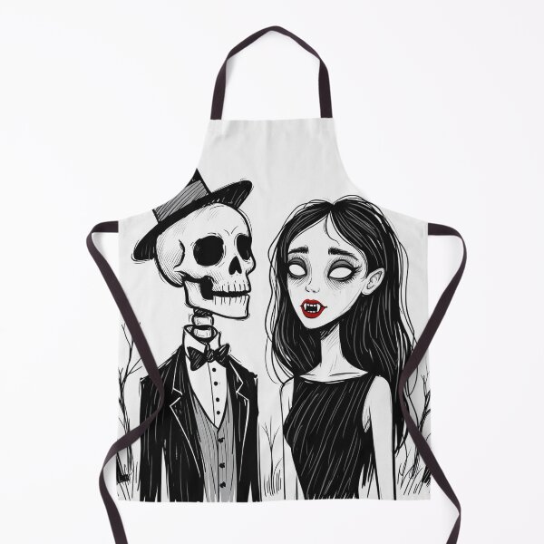 Item preview, Fancy dapper Skeleton man and Vampire girl cool horror art designed and sold by Vintage Designs +.
