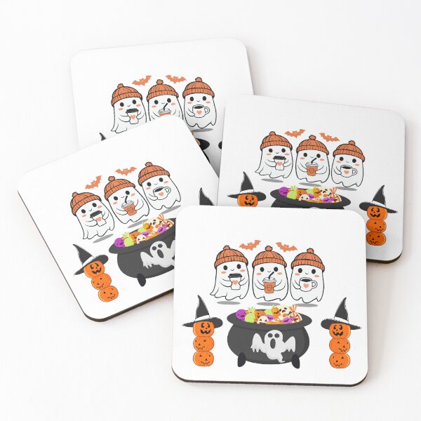 Item preview, Cute Halloween Ghosts with Beanies and Coffee | Cozy Kawaii Spooky Design designed and sold by chanshoping.