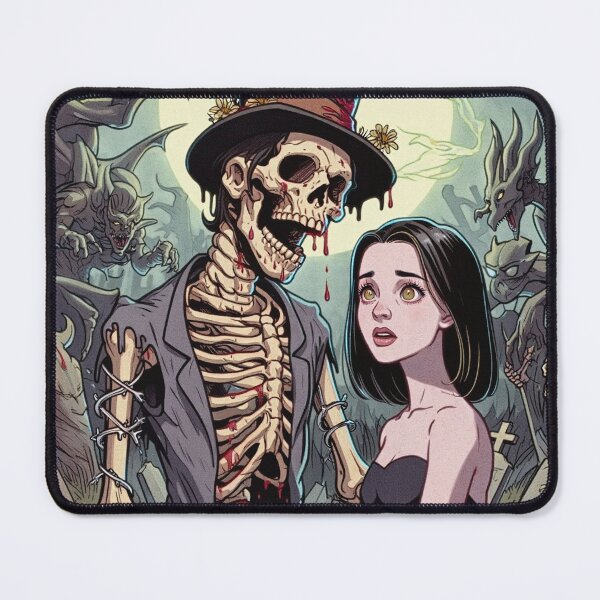 Item preview, Fancy dapper Skeleton man and Vampire girl cool horror art designed and sold by Vintage Designs +.
