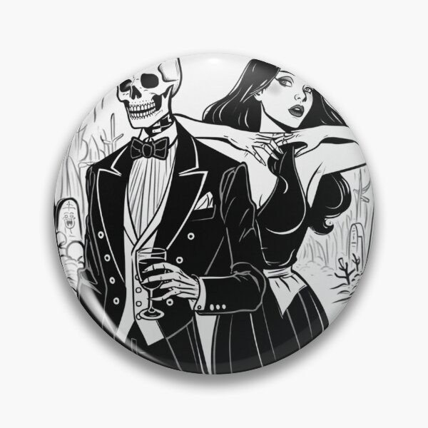 Item preview, Fancy dapper Skeleton man and Vampire girl cool horror art designed and sold by Vintage Designs +.