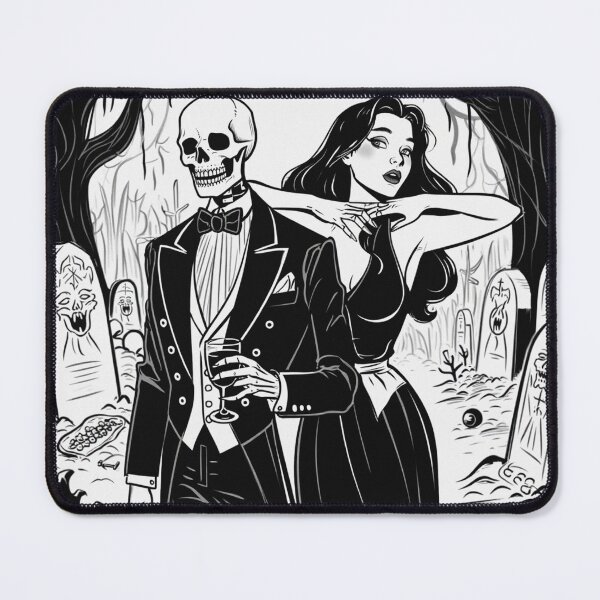 Item preview, Fancy dapper Skeleton man and Vampire girl cool horror art designed and sold by Vintage Designs +.