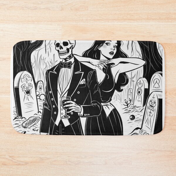Item preview, Fancy dapper Skeleton man and Vampire girl cool horror art designed and sold by Vintage Designs +.