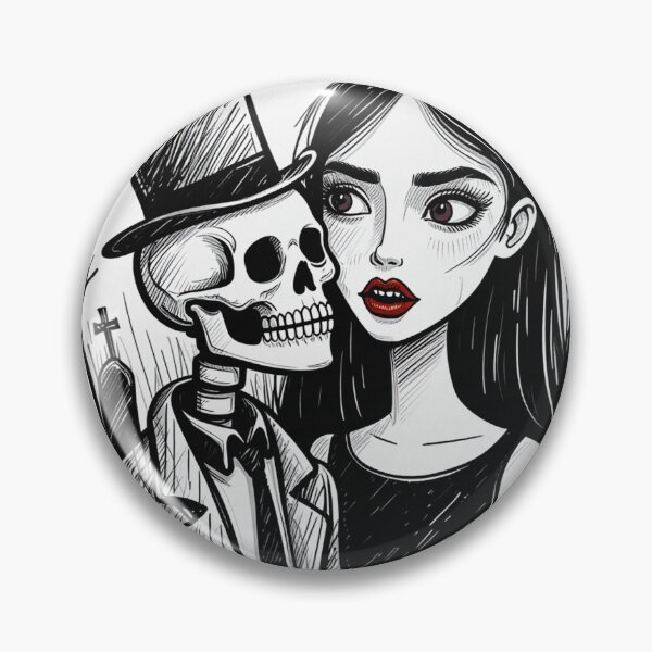 Item preview, Fancy dapper Skeleton man and Vampire girl cool horror art designed and sold by Vintage Designs +.