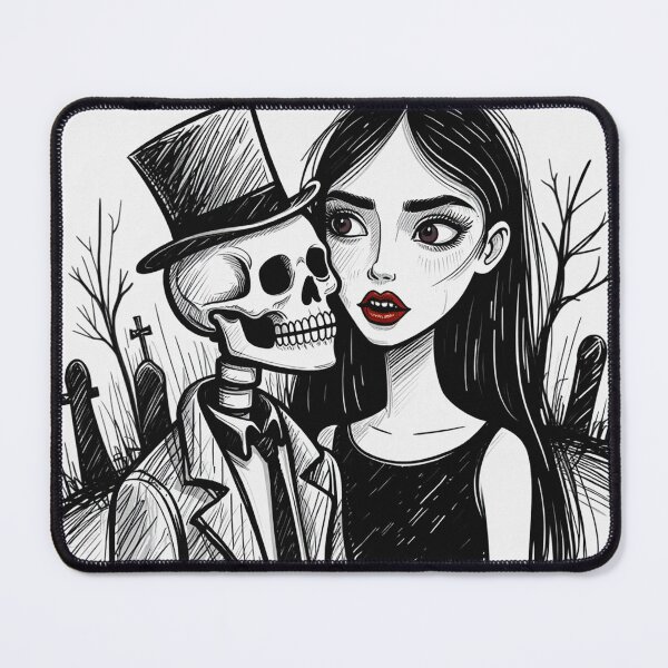 Item preview, Fancy dapper Skeleton man and Vampire girl cool horror art designed and sold by Vintage Designs +.