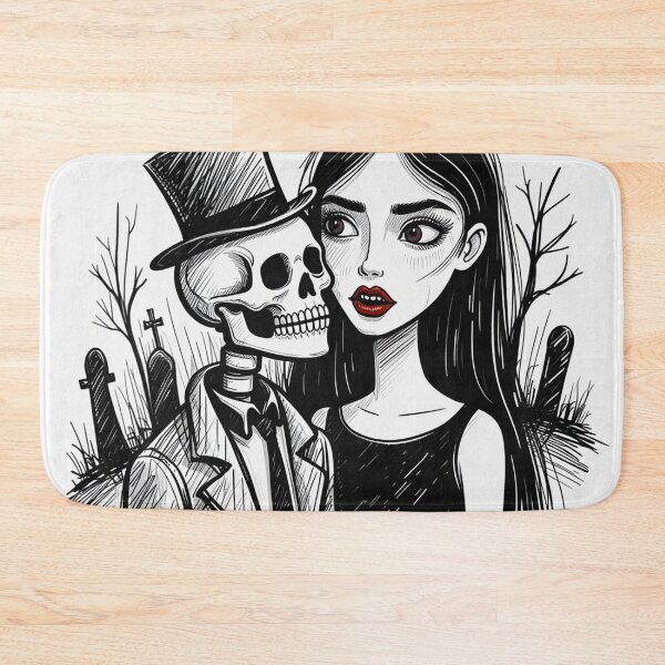 Item preview, Fancy dapper Skeleton man and Vampire girl cool horror art designed and sold by Vintage Designs +.