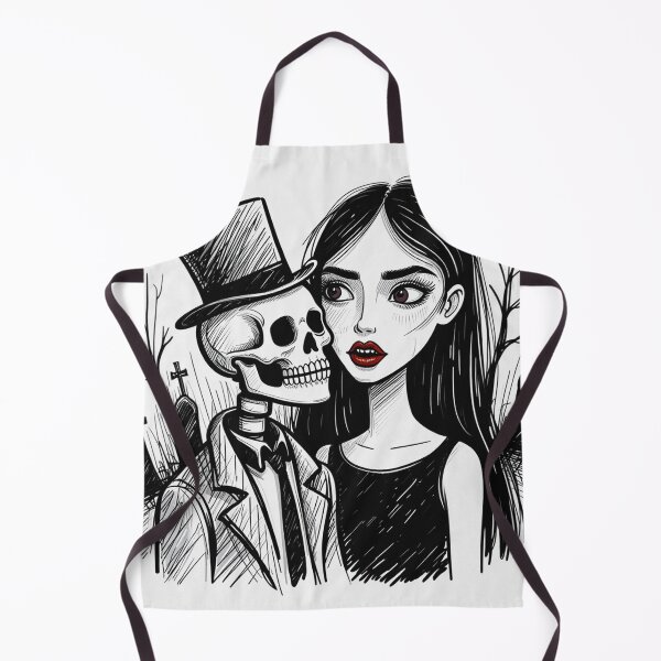 Item preview, Fancy dapper Skeleton man and Vampire girl cool horror art designed and sold by Vintage Designs +.