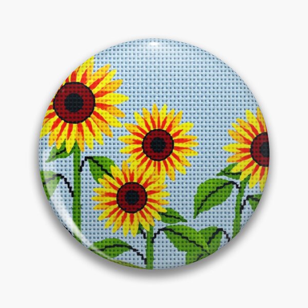 Item preview, Cross Stitch Sunflower Garden — Hand-stitched Floral Landscape for Home Decor designed and sold by MiraLumeStudio.