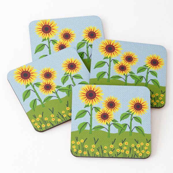 Item preview, Cross Stitch Sunflower Garden — Hand-stitched Floral Landscape for Home Decor designed and sold by MiraLumeStudio.