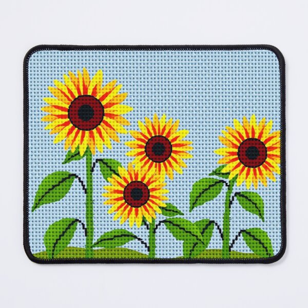 Item preview, Cross Stitch Sunflower Garden — Hand-stitched Floral Landscape for Home Decor designed and sold by MiraLumeStudio.