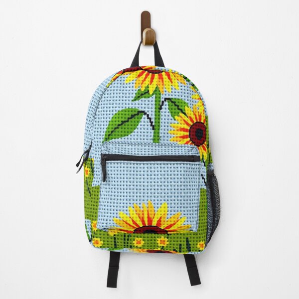 Item preview, Cross Stitch Sunflower Garden — Hand-stitched Floral Landscape for Home Decor designed and sold by MiraLumeStudio.