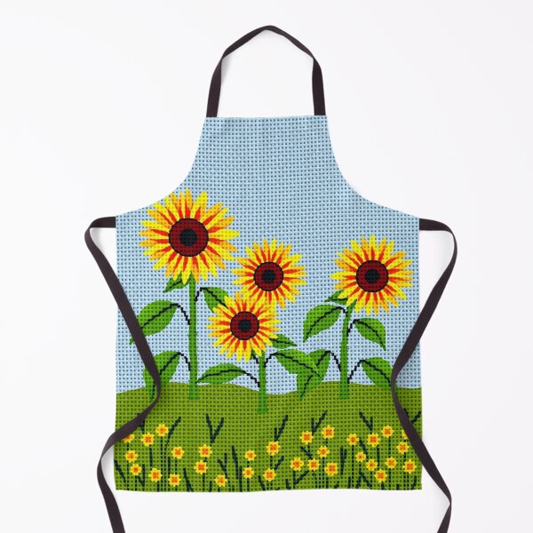 Item preview, Cross Stitch Sunflower Garden — Hand-stitched Floral Landscape for Home Decor designed and sold by MiraLumeStudio.