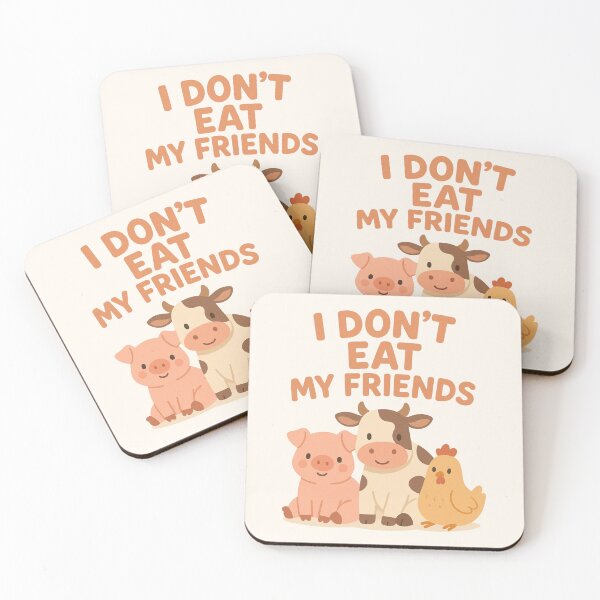 Item preview, I Don’t Eat My Friends Go Vegan Plant Based Animals are Friends Animal Welfare Animal Suffering Pig Cow Chicken designed and sold by Annika Shurafa.