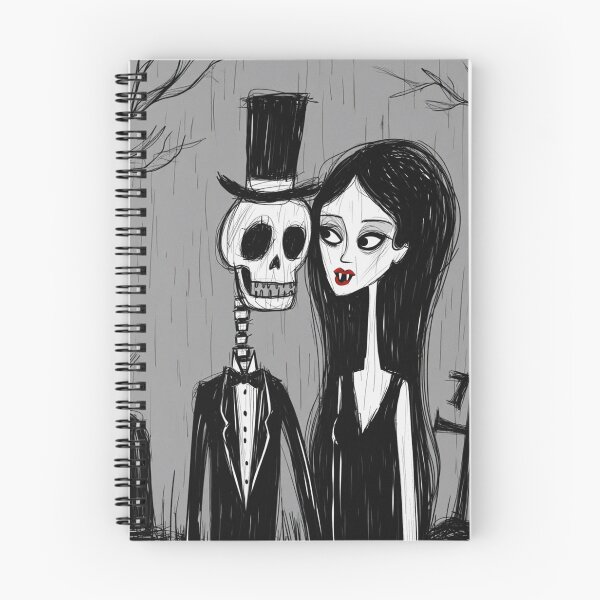 Item preview, Fancy dapper Skeleton man and Vampire girl cool horror art designed and sold by Vintage Designs +.