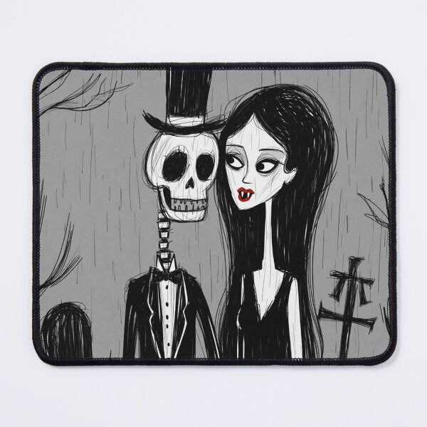 Item preview, Fancy dapper Skeleton man and Vampire girl cool horror art designed and sold by Vintage Designs +.