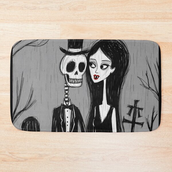 Item preview, Fancy dapper Skeleton man and Vampire girl cool horror art designed and sold by Vintage Designs +.
