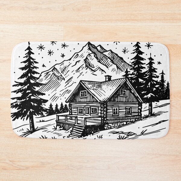 Item preview, Mountain Cabin Illustration – Rustic Winter Lodge Adventure Design designed and sold by Rechtop.