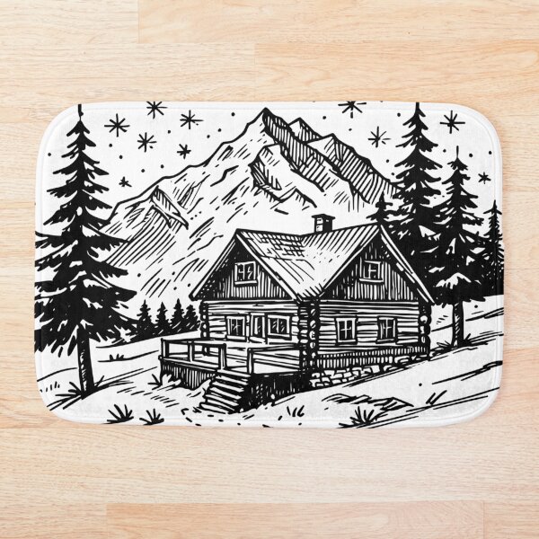Item preview, Mountain Cabin Illustration – Rustic Winter Lodge Adventure Design designed and sold by Rechtop.