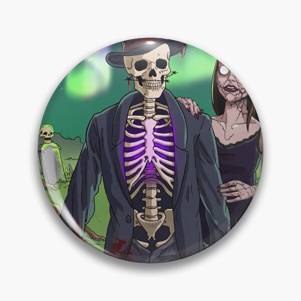 Item preview, Fancy dapper Skeleton man and Vampire girl cool horror art designed and sold by Vintage Designs +.