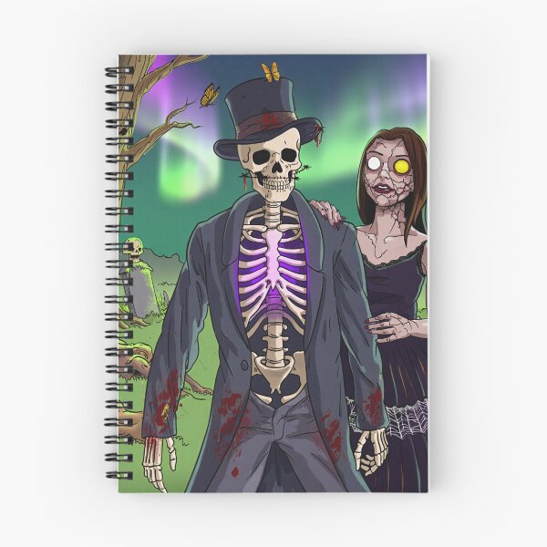 Item preview, Fancy dapper Skeleton man and Vampire girl cool horror art designed and sold by Vintage Designs +.