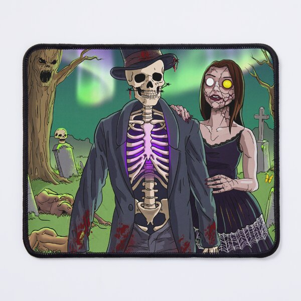 Item preview, Fancy dapper Skeleton man and Vampire girl cool horror art designed and sold by Vintage Designs +.