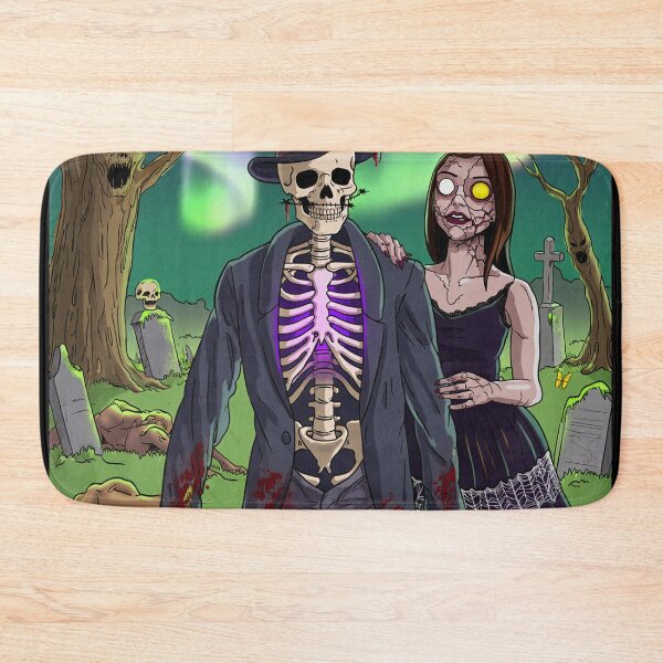 Item preview, Fancy dapper Skeleton man and Vampire girl cool horror art designed and sold by Vintage Designs +.