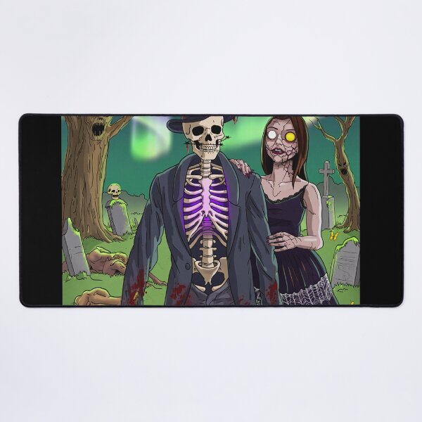 Item preview, Fancy dapper Skeleton man and Vampire girl cool horror art designed and sold by Vintage Designs +.