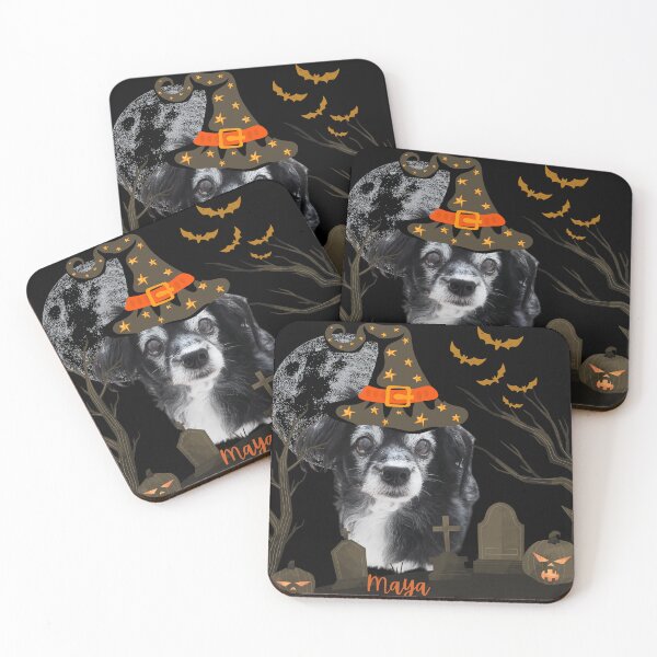 Item preview, Custom Halloween Dog Design – Witch Hat Pet Portrait by Mazieblu designed and sold by Mazieblu.