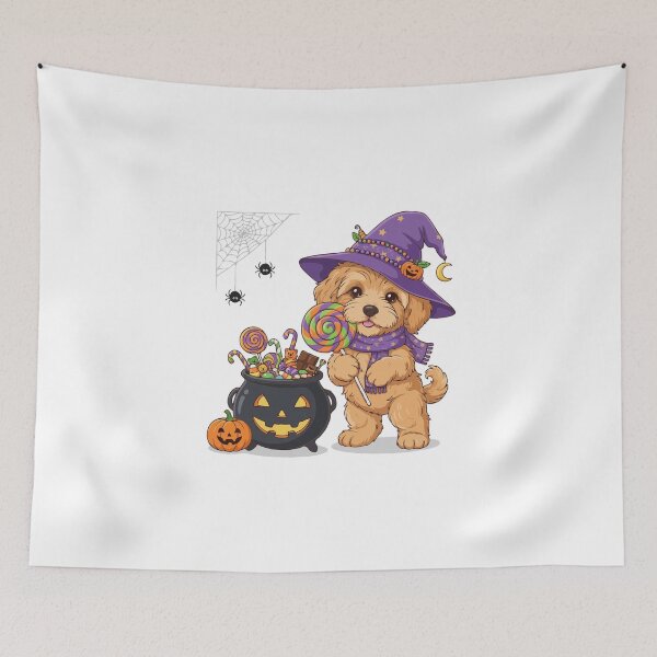 Item preview, Magical Howl-oween Goldendoodle | Cute Halloween Dog Art designed and sold by The Real Life Symphony.