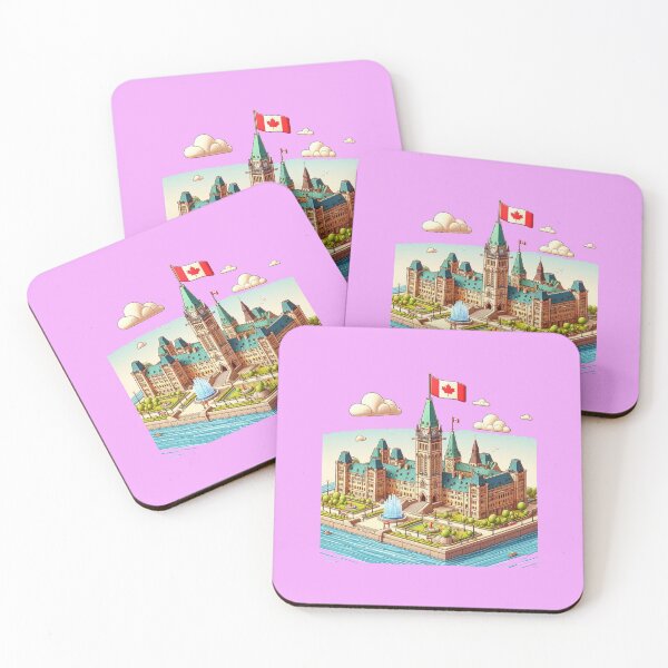 Item preview, 3D Sketch of Canada Parliament Hill with Flag, Fountain, and River Views , designed and sold by PaintMeWorld.