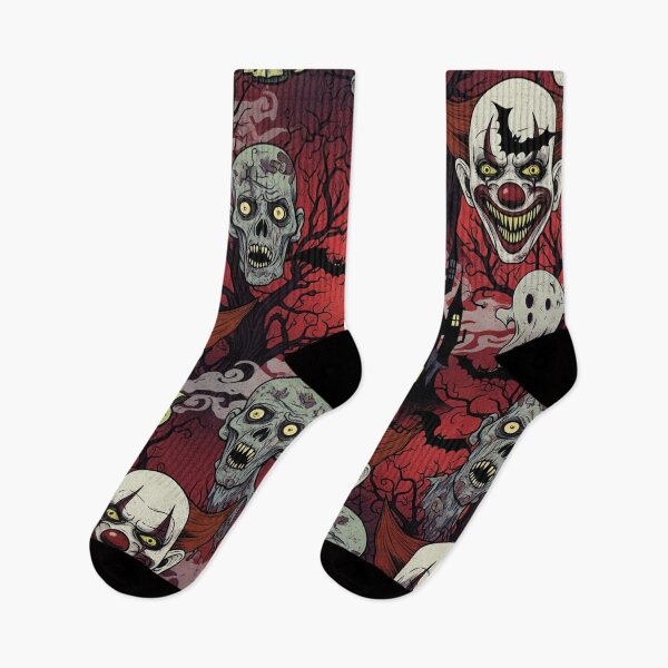 Item preview, Scary Halloween Pattern with Clowns and Zombies | Horror Pattern designed and sold by Wild-way Art.
