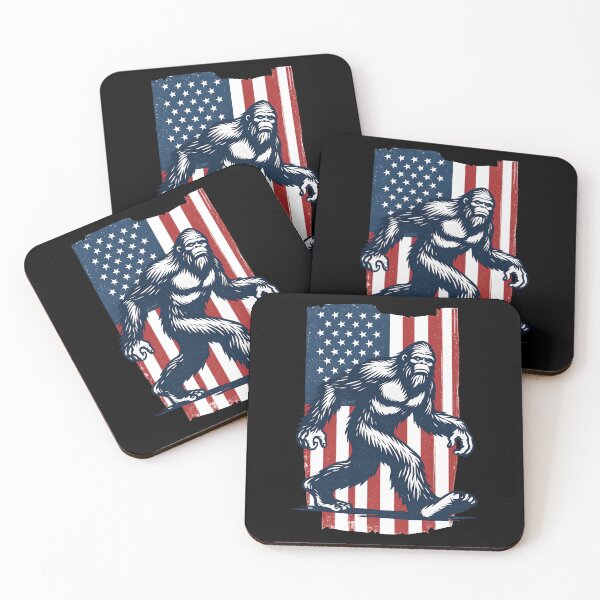 Item preview, Patriotic Bigfoot T-Shirt Retro American Flag Sasquatch USA Pride Tee designed and sold by DrawHandArt.