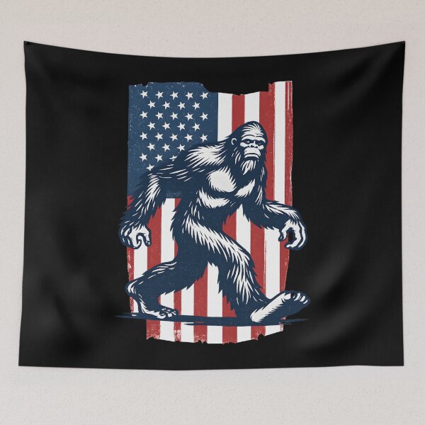 Item preview, Patriotic Bigfoot T-Shirt Retro American Flag Sasquatch USA Pride Tee designed and sold by DrawHandArt.