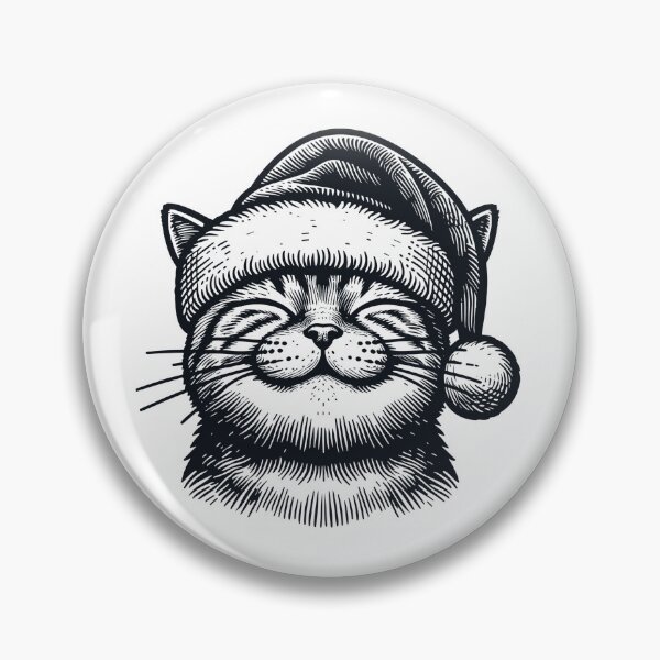 Aperçu de l'œuvre Chat de Noël avec un bonnet de Père Noël – Illustration vintage festive et mignonne créée et vendue par Rechtop.