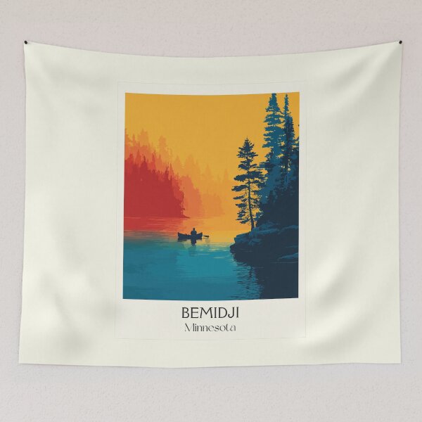 Item preview, Bemidji Minnesota Travel Poster | Vintage Paul Bunyan & North Woods Lake Art designed and sold by TuncGK.