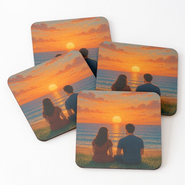Item preview, Romantic Sunset Couple on the Beach – Ocean Love Artwork designed and sold by FORYOUOFFICIAL.