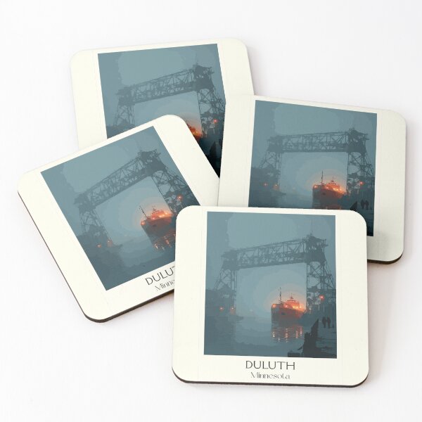 Item preview, Duluth Minnesota Travel Poster | Vintage Aerial Lift Bridge & Lake Superior Art designed and sold by TuncGK.