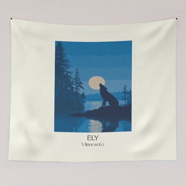Item preview, Ely Minnesota Travel Poster | Vintage North Woods & Howling Wolf Wall Art designed and sold by TuncGK.