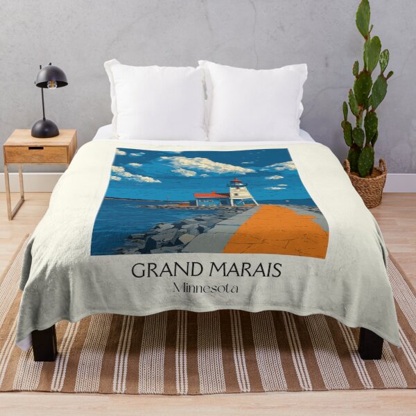 Item preview, Grand Marais Minnesota Poster | Vintage North Shore & Lighthouse Wall Art designed and sold by TuncGK.
