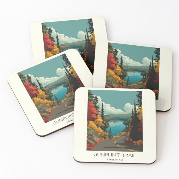 Item preview, Gunflint Trail Minnesota Poster | Vintage Scenic Byway & Fall Colors Wall Art designed and sold by TuncGK.