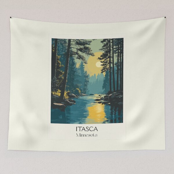 Item preview, Itasca State Park Minnesota Poster | Vintage Mississippi Headwaters Wall Art designed and sold by TuncGK.