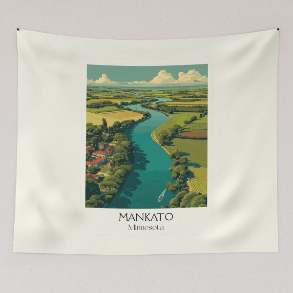 Item preview, Mankato Minnesota Travel Poster | Vintage Minnesota River Valley Wall Art designed and sold by TuncGK.