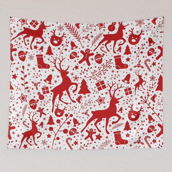 Item preview, Red & White Reindeer Christmas Pattern – Festive Holiday Seamless Design designed and sold by Rechtop.
