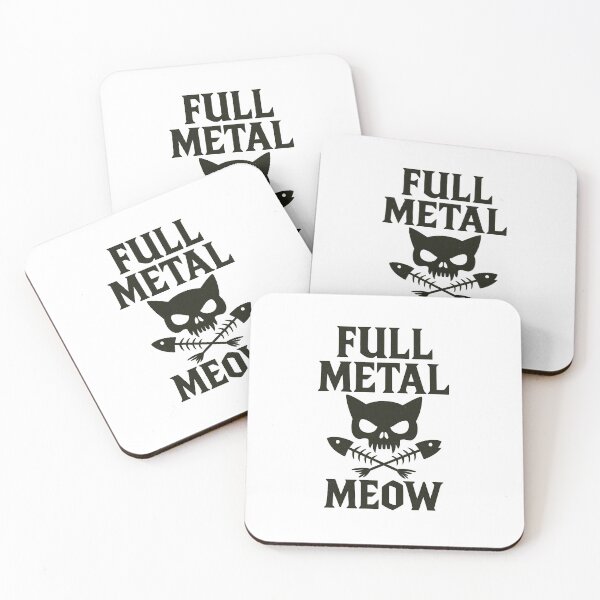 Item preview, Full Metal Meow – Heavy Metal Cat Skull with Fishbone Crossbones designed and sold by Hiss and Tell.