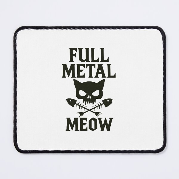 Item preview, Full Metal Meow – Heavy Metal Cat Skull with Fishbone Crossbones designed and sold by Hiss and Tell.