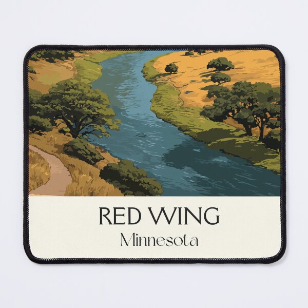 Item preview, Red Wing Minnesota Travel Poster | Vintage Barn Bluff & Mississippi River Art designed and sold by TuncGK.