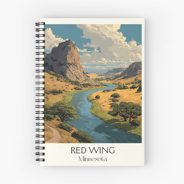 Item preview, Red Wing Minnesota Travel Poster | Vintage Barn Bluff & Mississippi River Art designed and sold by TuncGK.