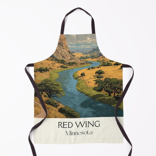 Item preview, Red Wing Minnesota Travel Poster | Vintage Barn Bluff & Mississippi River Art designed and sold by TuncGK.