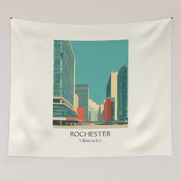 Item preview, Rochester Minnesota Travel Poster | Vintage Mayo Clinic & Modern City Wall Art designed and sold by TuncGK.