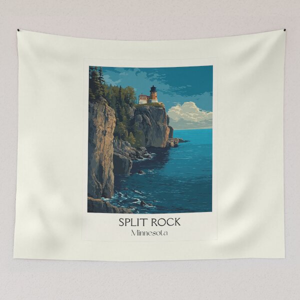 Item preview, Split Rock Lighthouse Minnesota Poster | Vintage North Shore State Park Wall Art designed and sold by TuncGK.